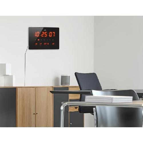Horloge Calendrier a LED - Grands caracteres - Multifonctions - Piles fournies - 36x22cm - Noir