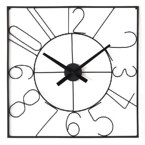 Horloge carre - Metal - 60 x 60 x epaisseur 4.5 cm - Noir