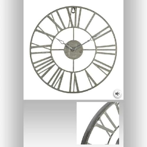 Horloge en metal vintage - O36.5 cm - Gris