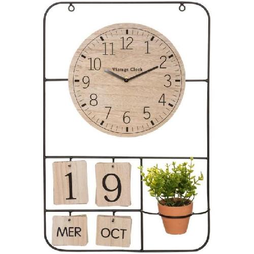 Horloge H52 Camille calendrier et plante art - Naturel clair