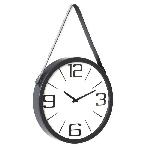 Horloge ronde - Metal et plastique - O 38 x epaisseur 6 cm - Noir