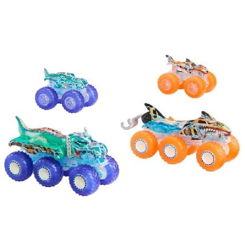 Vehicule Miniature Assemble - Engin Terrestre Miniature Assemble Hot Wheels-Gros Camion Monster Trucks Power Smashers-Coffret HYJ29