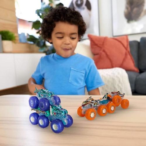 Vehicule Miniature Assemble - Engin Terrestre Miniature Assemble Hot Wheels-Gros Camion Monster Trucks Power Smashers-Coffret HYJ29