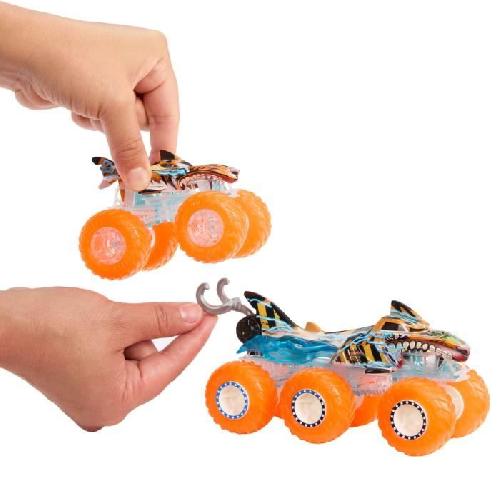 Vehicule Miniature Assemble - Engin Terrestre Miniature Assemble Hot Wheels-Gros Camion Monster Trucks Power Smashers-Coffret HYJ29