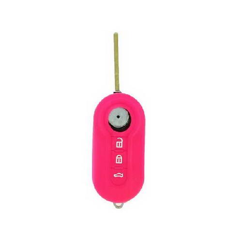 Boitier - Coque De Cle - Telecommande Housse de Cle en Silicone 2 BOUTONS rose POUR FIAT