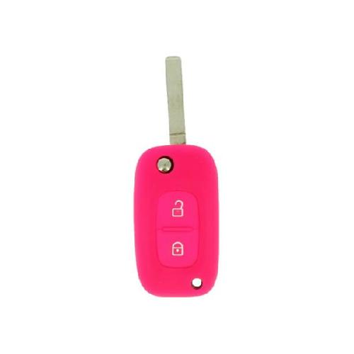 Boitier - Coque De Cle - Telecommande HOUSSE DE CLE EN SILICONE 2 BOUTONS ROSE POUR RENAULT