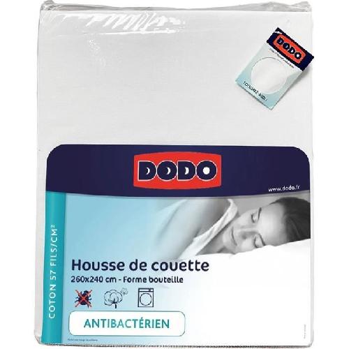 Housse De Couette  Housse de couette DODO - 260x240 cm - Coton - Antibactérien - Blanc
