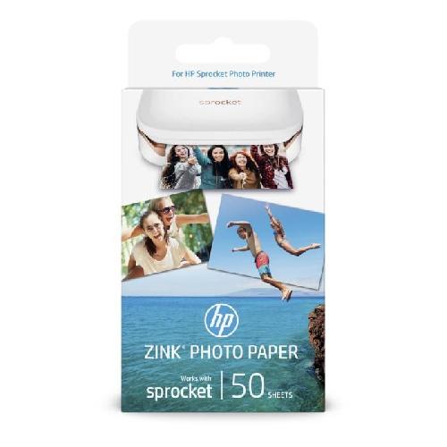 Papier Photo HP Sprocket 2x3 - Papier Photo ZINC 5x7.6cm - Pack de 50 feuilles - Finition glacee