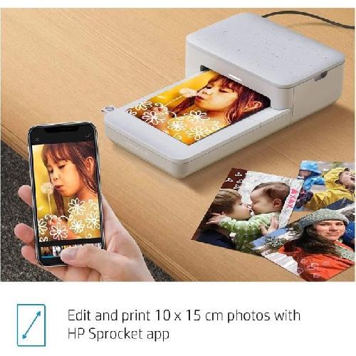 Appareil Photo Instantane HP Sprocket Studio Printer - Imprimante instantanee 10x15 cm - 61sec - Bluetooth 5.0 - Impression sans bordure - Grise