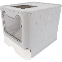 Hygiene Litiere Dejections Maison de toilette - M PETS - SILE TOP - Gris - 51 x 41 x 12.5 cm - Pratique. demontable. tiroir coulissant. pelle incluse