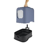 Hygiene Litiere Dejections ROTHO - Maison toilette pour chat 51 x 39 x 40 cm - Bac a litiere - Bleu Horizon