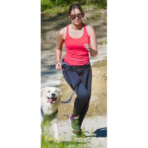 Laisse - Sangle - Accouple I DOG - Baudrier Canicross Style. pour Courrir avec son chien - Taille Unique - Coloris Gris