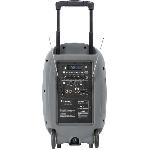 IBIZA PORT12 VHF-GR-MKII - Systeme enceinte de sonorisation portable autonome 12?-30CM avec USB. Bluetooth et 2 micros VHF - Gris