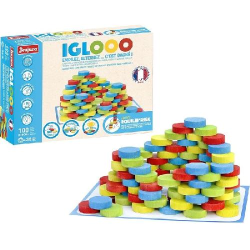 Jeu De Societe - Jeu De Plateau Iglooo 100 Pieces - JEUJURA - Jeu d'Adresse et de Logique avec Palets et Tapis. Regles des Jeux Incluses