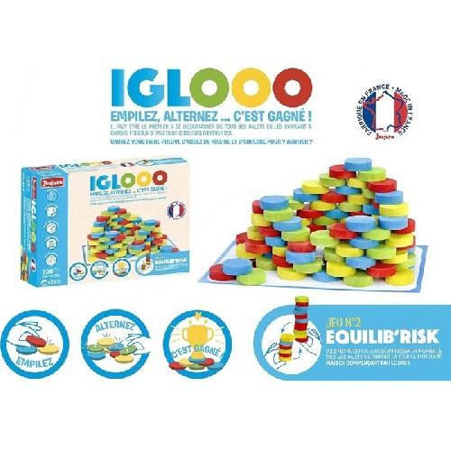 Jeu De Societe - Jeu De Plateau Iglooo 100 Pieces - JEUJURA - Jeu d'Adresse et de Logique avec Palets et Tapis. Regles des Jeux Incluses