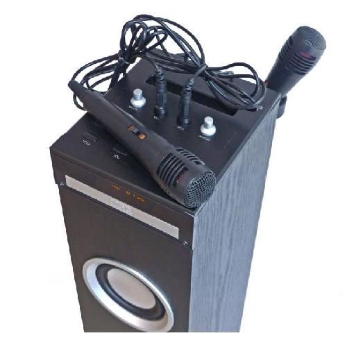 Chaine Hi-fi Inovalley HP49CD - Tour de son Bluetooth - Lecteur CD et fonction Karaoké - 100W - Radio FM - Port USB - Entrée aux-in - Noir