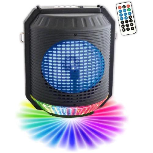 Enceinte - Haut-parleur Nomade - Portable - Mobile - Bluetooth INOVALLEY HP74BTH - Enceinte lumineuse karaoké Bluetooth 20W - Lumiere LED multicolore - Port USB. Radio FM. Entrée micro. Aux-In