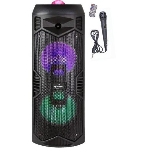 Enceinte - Haut-parleur Nomade - Portable - Mobile - Bluetooth INOVALLEY KA112BOWL - Enceinte lumineuse Bluetooth 400W - Fonction Karaoke - 2 Haut-parleurs - Boule kaleidoscope LED - Port USB