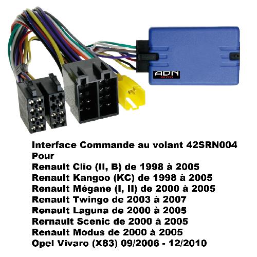 Commande au volant de Roger Interface Commande au volant 42SRN004 compatible avec Renault 98-05 Tunerlist sans ecran deporte Centrale seule