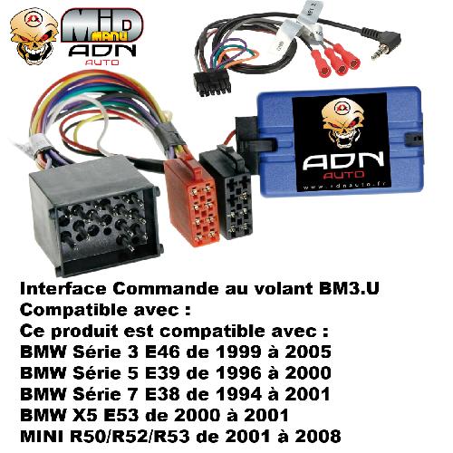 Commande au volant Sans Lead Interface Commande au volant BM3.U compatible avec BMW 94-08 Universelle - BM3U