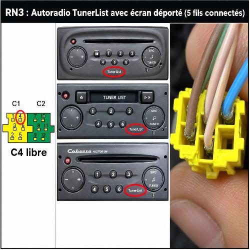 Commande au volant JVC Interface Commande au volant RN3J compatible avec Renault 99-08 Tunerlist Ecran deporte JVC