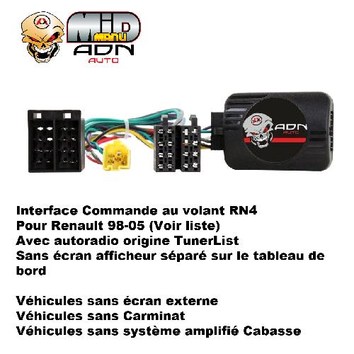 Commande au volant Sans Lead Interface Commande au volant RN4.U compatible avec Renault 98-05 Tunerlist Sans ecran Universelle - RN4U