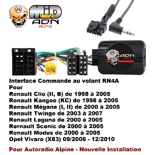Commande au volant Alpine Interface Commande au volant RN4A compatible avec Renault 98-05 Tunerlist sans ecran pour nouvel autoradio Alpine