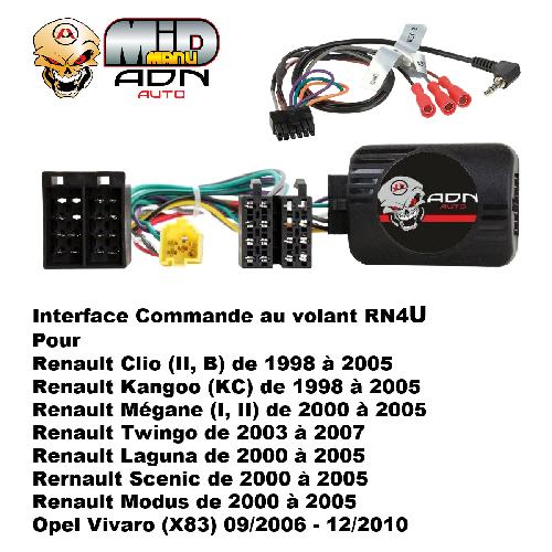 Commande au volant Universelle Interface Commande au volant RN4U compatible avec Renault 98-05 Tunerlist Sans ecran ss tableau de bord