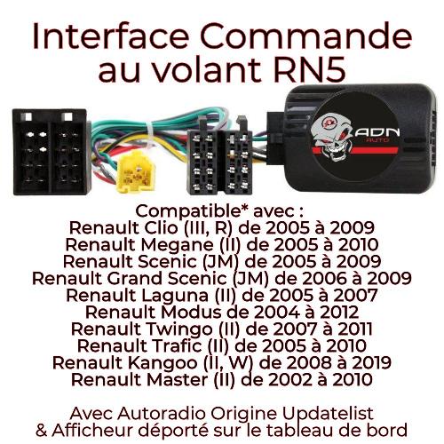 Commande au volant Clarion Interface Commande au volant RN5Cl compatible avec Renault Updatelist Ecran deporte Clarion
