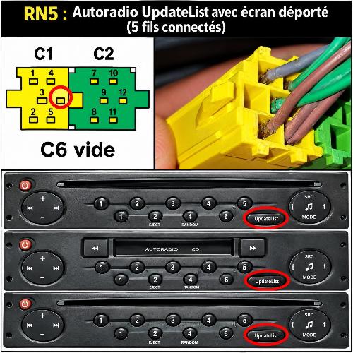 Commande au volant Universelle Interface Commande au volant RN5U compatible avec Renault Updatelist Ecran deporte