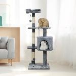 Arbre A Chat JASPER Arbre a chat gris 40 x 40 x 114 cm -3 plateformes. 1 niche. poteaux a griffer