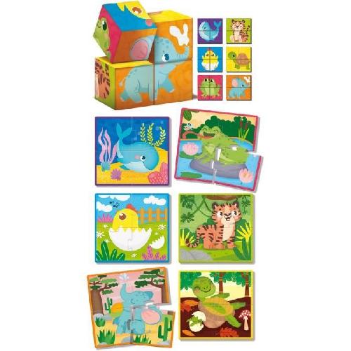 Jeu D'apprentissage Jeu créatif 2-en-1 - LISCIANI - Montessori Baby Bois - Cubes et puzzle - Observation et dextérité - Bois et carton