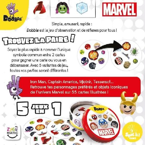 Jeu D'apprentissage Jeu d'ambiance - ASMODEE - Dobble : Marvel Emoji (Eco Sleeve) - 6 ans - Extérieur - Mixte