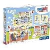 Jeu D'apprentissage Clementoni - Edukit - Bluey - Coffret apprentissage 4 en 1 - 2 puzzles. 1 mémo. 1 jeu de 6 cubes - Fabriqué en Italie - Dés 4ans