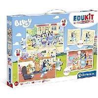 Jeu D'apprentissage Clementoni - Edukit - Bluey - Coffret apprentissage 4 en 1 - 2 puzzles. 1 memo. 1 jeu de 6 cubes - Fabrique en Italie - Des 4ans