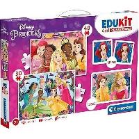 Jeu D'apprentissage Clementoni - Edukit - Disney Princesses - Coffret apprentissage 4 en 1 - 2 puzzles. 1 memo. 1 jeu de 6 cubes - Fabrique en Italie