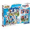 Jeu D'apprentissage Clementoni - Edukit - Sonic - Coffret apprentissage 4 en 1 - 2 puzzles. 1 mémo. 1 jeu de 6 cubes - Fabriqué en Italie -Dés 4ans