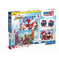 Jeu D'apprentissage Clementoni - Edukit - Spidey -Coffret apprentissage 4 en 1 - 2 puzzles. 1 memo. 1 jeu de 6 cubes - Fabrique en Italie - Des 4ans