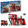 Jeu D'assemblage - Jeu De Construction - Jeu De Manipulation LEGO 60414 City La Caserne et le Camion de Pompiers. Jouet de Figurine de Chien et 5 Minifigurines. Cadeau Enfants