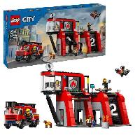 Jeu D'assemblage - Jeu De Construction - Jeu De Manipulation LEGO 60414 City La Caserne et le Camion de Pompiers. Jouet de Figurine de Chien et 5 Minifigurines. Cadeau Enfants