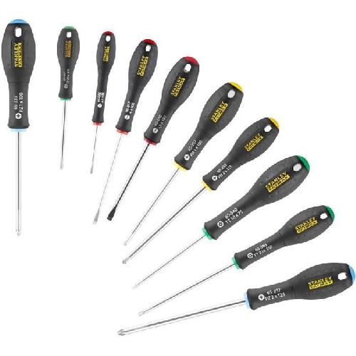 Tournevis Jeu de 10 Tournevis - STANLEY FATMAX - FMHT0-62128 - Electricien + Mecanicien + Phillips + Pozidriv