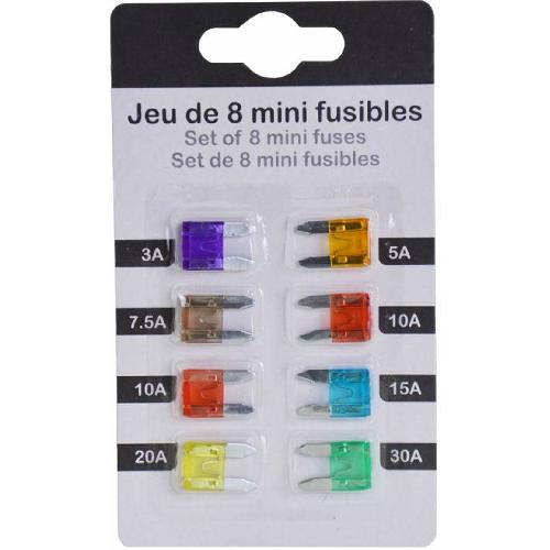 Fusibles pour auto ATO Mini Jeu De 8 Mini Fusibles Enfichables 3A 5A 7.5A 10A 15A 20A 30A