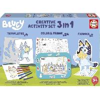 Jeu De Coloriage - Dessin - Pochoir Set creatif - EDUCA - Decoration et modelage des personnages Bluey - 3 activites des 3 ans