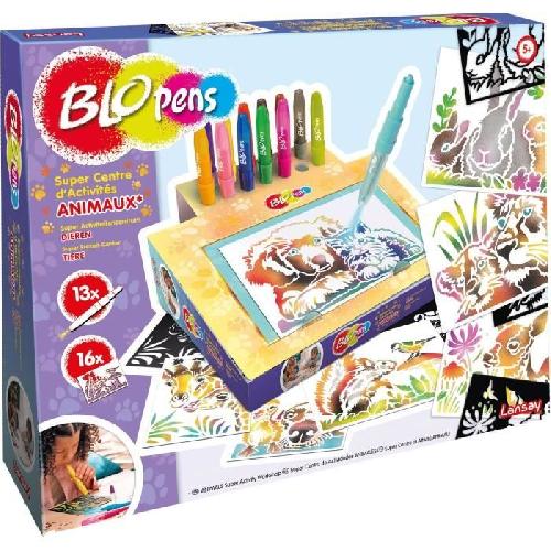 Jeu De Coloriage - Dessin - Pochoir Jeu de coloriage - LANSAY - Blopens Animaux - 16 pochoirs - Lavable - Des 5 ans