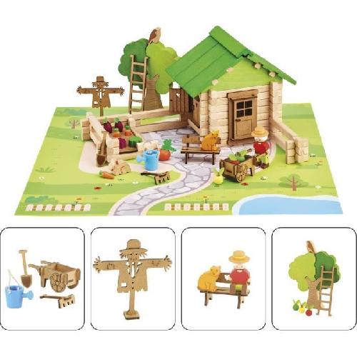 Jeu D'assemblage - Jeu De Construction - Jeu De Manipulation Jeu de Construction Maison et Jardin - JEUJURA - Bois Naturel - 135 Pieces