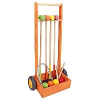 Jeu De Croquet Jeu de croquet en bois pour enfants - JEUJURA - 4 joueurs - Chariot en bois