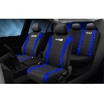 Jeu De Housses Complet Sparco Noir Avec Bandes Bleues -LOGO Av Seulement-