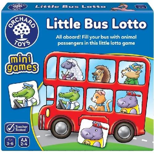 Loto - Bingo Jeu de loterie - ORCHARD - Little Bus Lotto - 24 tuiles animaux - 4 bus colorés - 3 ans et plus