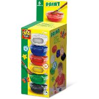 Jeu De Peinture Gouache -6x45ml- - SES CREATIVE - Six couleurs - rouge. bleu. blanc. noir. vert et jaune.