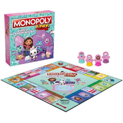 Jeu De Societe - Jeu De Plateau Jeu de société - WINNING MOVES - Monopoly Junior Gabby et la Maison Magique - Version enfant Gabby's Dollhouse